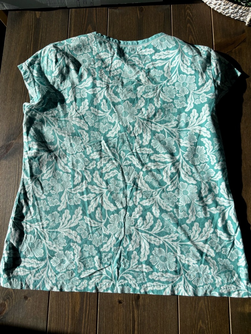 Garnet Hill Asian Wrap Organic Cotton Shorty Pajama Set Floral Aqua Size Small - Picture 7 of 15